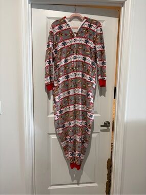 Holiday Reindeer One-Piece Pajama Jumpsuit
